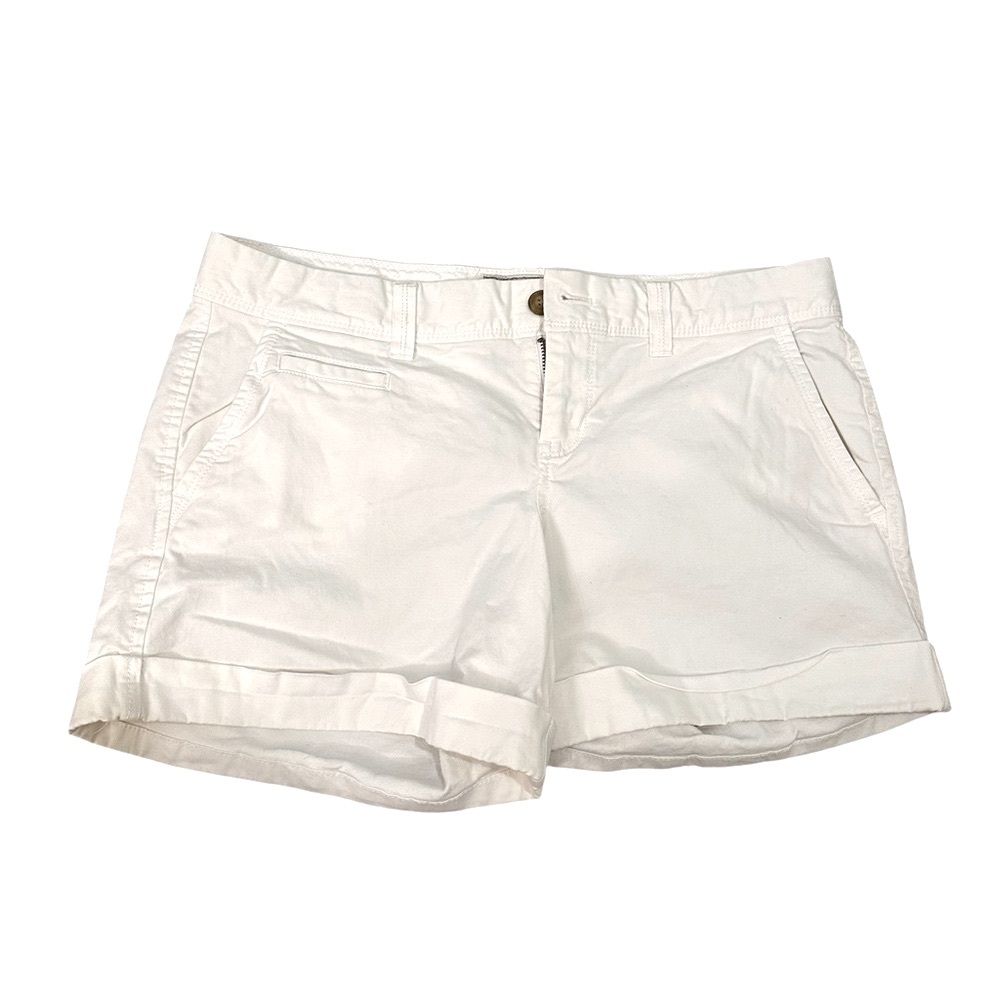 Old Navy White Khaki Shorts with Cuffed Hem